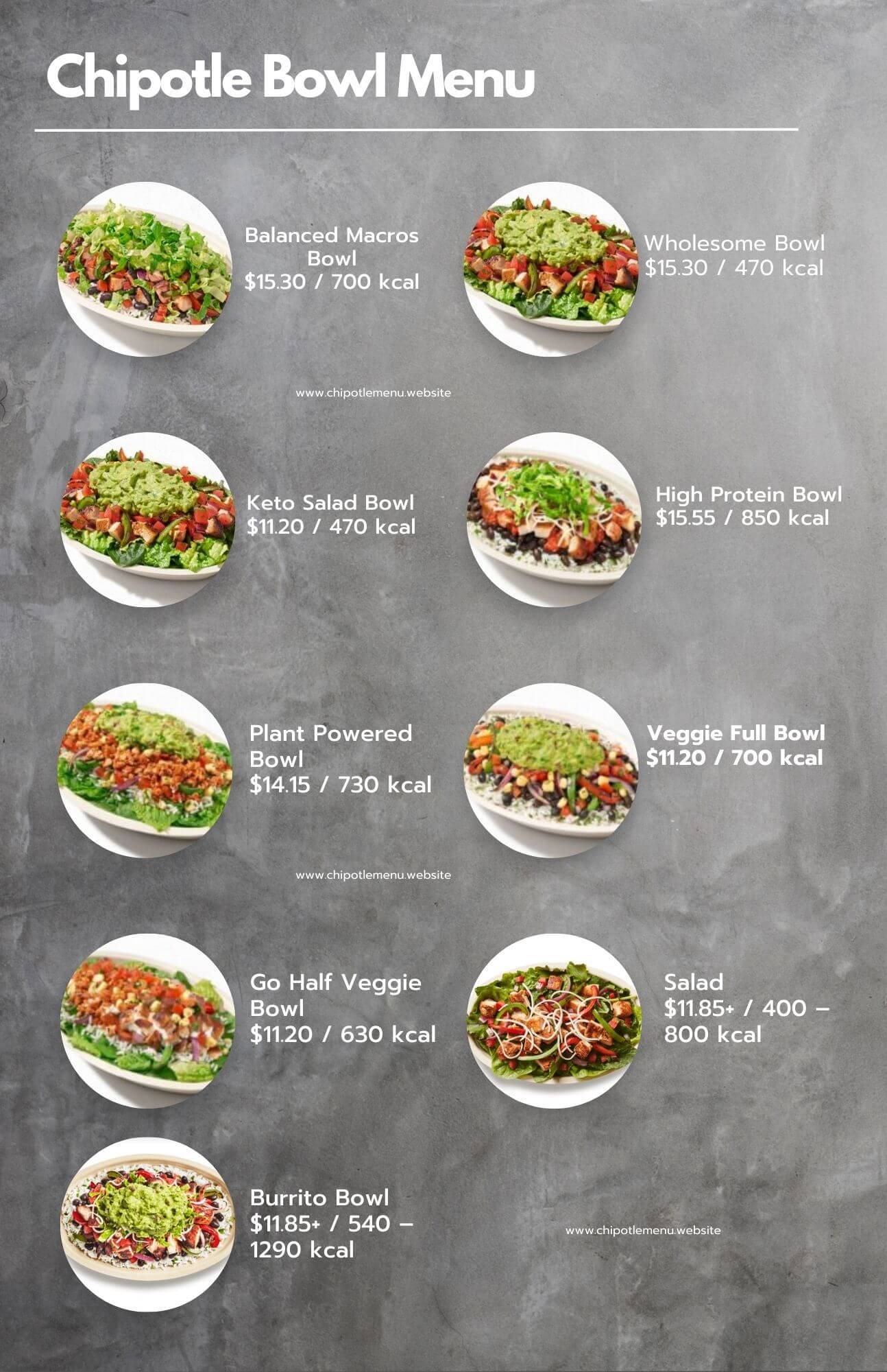 Chipotle Bowl Menu