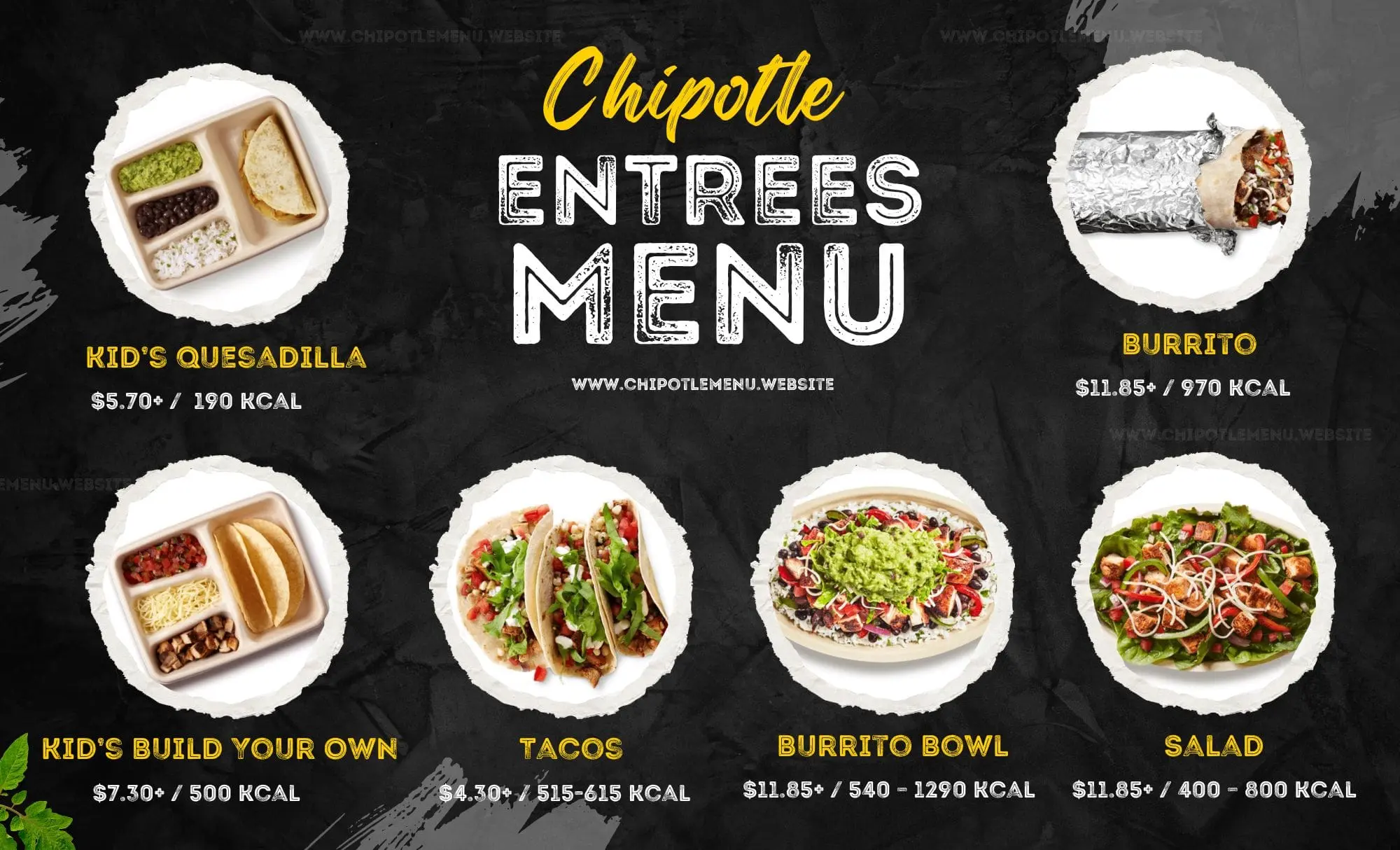 Chipotle Entrees Menu